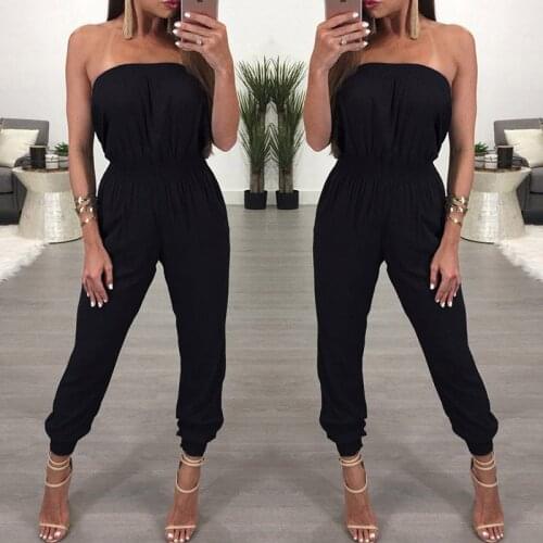 Sexy Style Women Off-shoulder Jumpsuit New 2018 Ladies Strap Elastic Bodycon Wrap Chest Jumpsuit Romper Long Trousers Clubwear