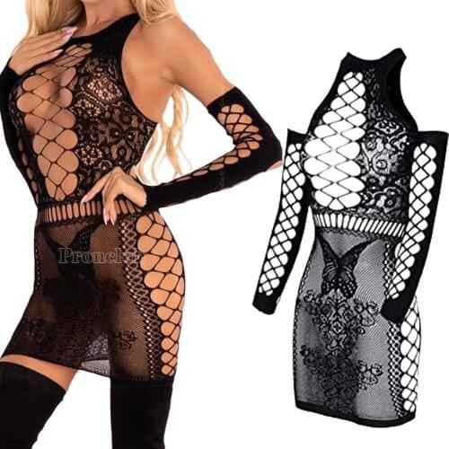Porno Sexi Women Lingerie Dress Fishnet Hot Vestido Sexy Erotic Transparent Underwear Baby Doll Costumes Night Dresses