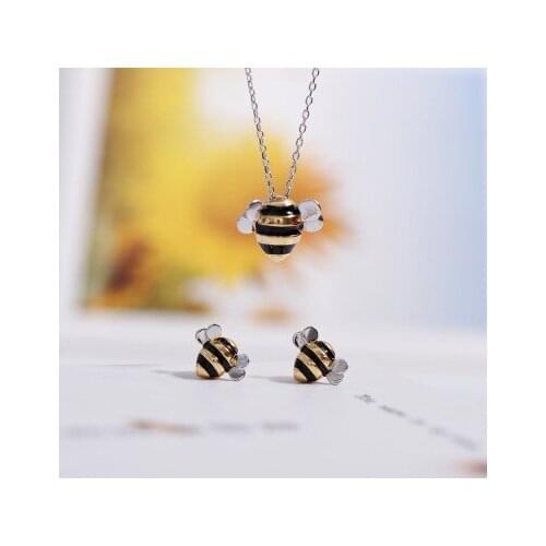 Daisies 925 Sterling Silver Cute Bees Necklaces & Pendants For Women High Quality Lady Sterling-silver-jewelry Collares Mujer