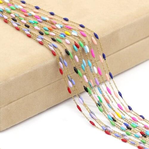 1Meter Handmade Gold Wire Wrapped Rosary Chain Beads Stainless Steel Chains for Jewelry Making DIY Necklace Bracelet Anklet Gift