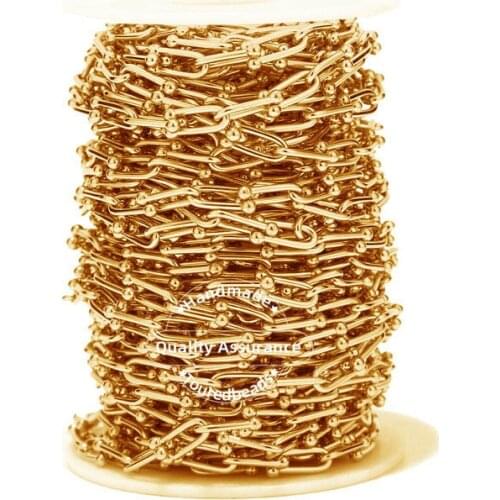 1 Meter Stainless Steel Chunky Trendy U Link Chain Gold 5x13mm Paperclip Chains for Minimalist Necklace Making