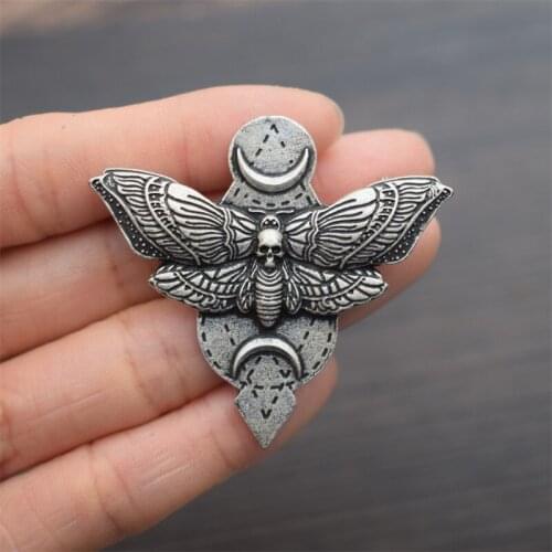12pcs Dead Head Skull Butterfly Hawkmoth Brooch Wiccan Moon Pins Witchy Pagan Jewelry