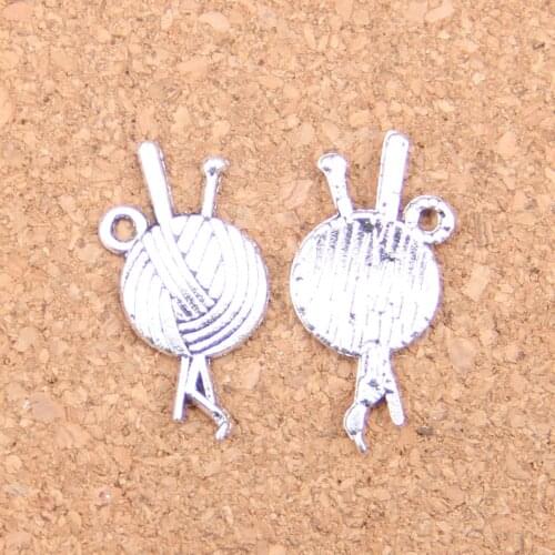 28pcs Charms yarn ball knit crochet 26x12mm Antique Pendants,Vintage Tibetan Silver Jewelry,DIY for bracelet necklace