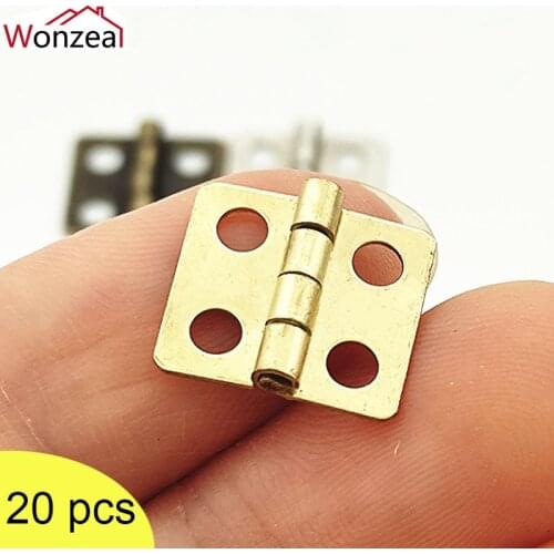 20pcs Mini Heavy Duty Jewelry Chest Gift Wine Wooden Box Case Dollhouse Cabinet Door Small Hinge Furniture Fittings Decoration