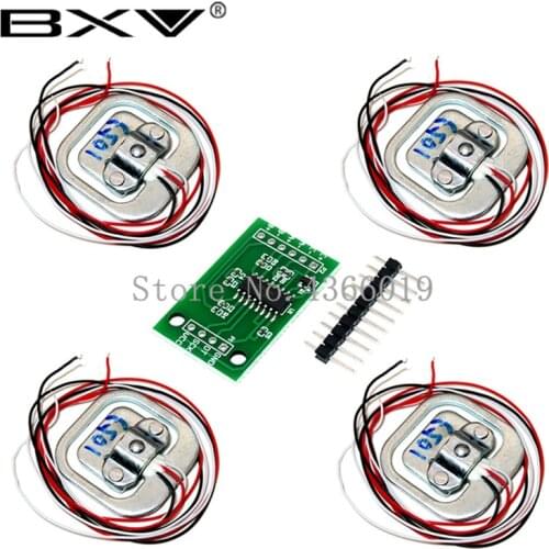 4pcs 50kg Human Scale Load Cells & HX711 AD Module Kit Resistance Strain Weight Sensor Measurement Tools