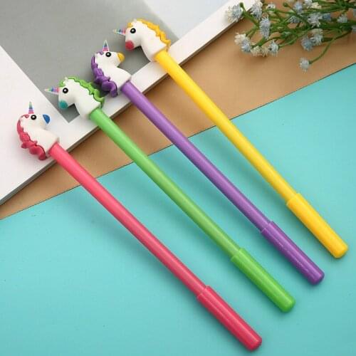 40 Pcs Cartoon Unicorn Neutral Pen Simple Fresh Lovely Black Pen Student Stationery Kawaii School Supplies
