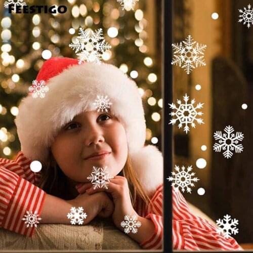48PCS Christmas Window Snowflakes Stickers Winter Wall Stickers Christmas Home Decorations Supplies 2019 New Year Xmas Decor
