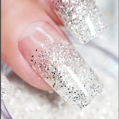 50g/Bag Silver Glitter Chunky Metallic 1/128-1/24 Mixed Chrome 0.2-1mm Holographic Flash-Diamond Sequins Nail Artglitter #PD21-2