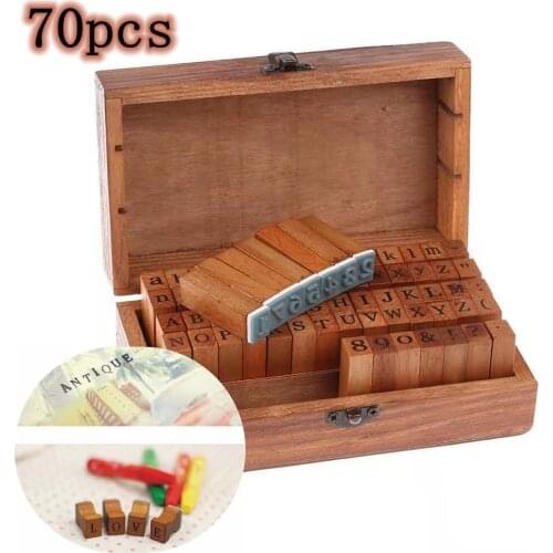 70 Pcs Letter Seal Diy Alphabet Stamp Vintage Teach Wooden Alphabet And Number Stamps Set Clear Stamps Scrapbooking Material