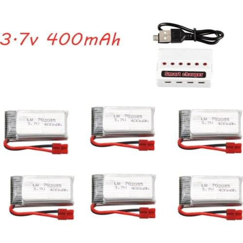 3.7V 400mAh Lipo Battery+ 6 in 1 Charger Set For SYMA X15 X5A-1 X15C X15W RC Drone Parts 3.7v Rechargeable Battery 702035