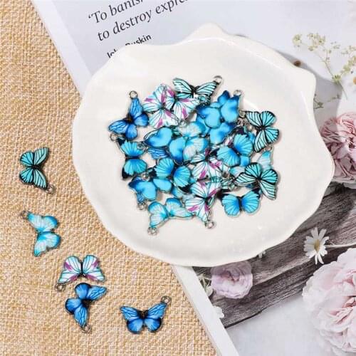 DIY Material Jewelry Accessories Charms Blue Enamel Butterfly 10 PCS Gift