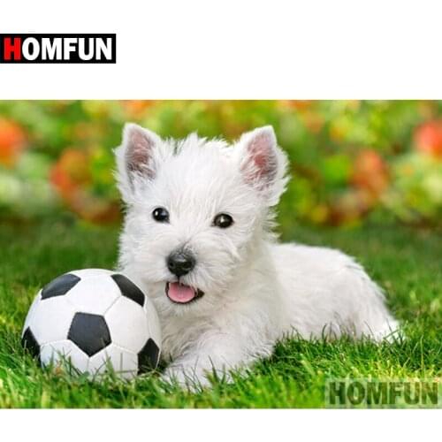 HOMFUN 5D DIY Diamond Painting Full Square/Round Drill "Animal dog" Embroidery Cross Stitch gift Home Decor Gift A09060