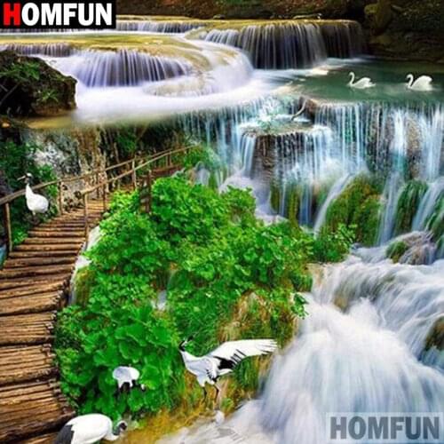 HOMFUN Full Square/Round Drill 5D DIY Diamond Painting "Goose Falls" 3D Diamond Embroidery Cross Stitch Home Decor A19120