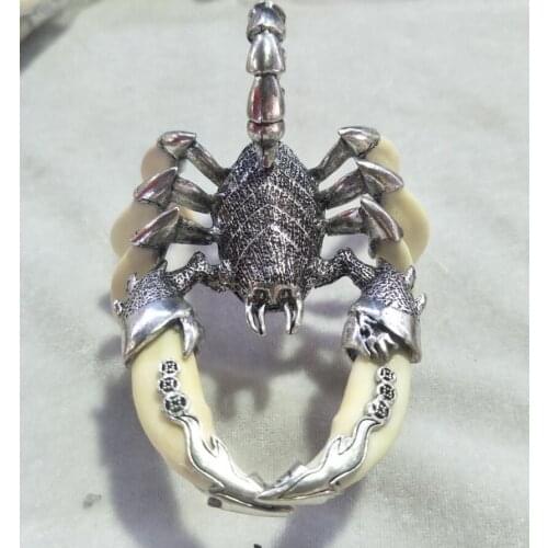 Free Shipping Factory direct sales 925 silver scorpion double teeth sets wolf teeth pendants fashion pendants crafts ornaments w