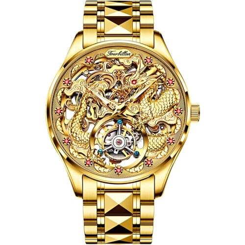 Mens Watch Real Tourbillon Mechanical Movement Manual Winding 72 Hours Energy Storage Sapphire Mirror Waterproof Hollow Dial