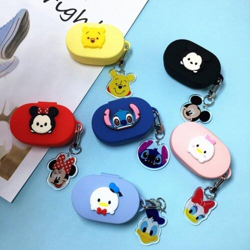 Disney Earphone Case for Xiaomi Redmi Airdots 1 2 Cartoon Silicone Wireless Bluetooth Headphone Protective Cover With Key Chain