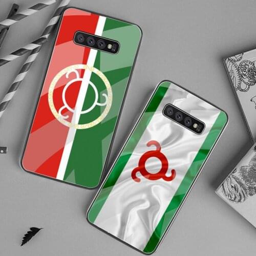 Ingushetia National Flag Phone Case Tempered Glass For Samsung S20 Plus S7 S8 S9 S10 Plus Note 8 9 10 Plus