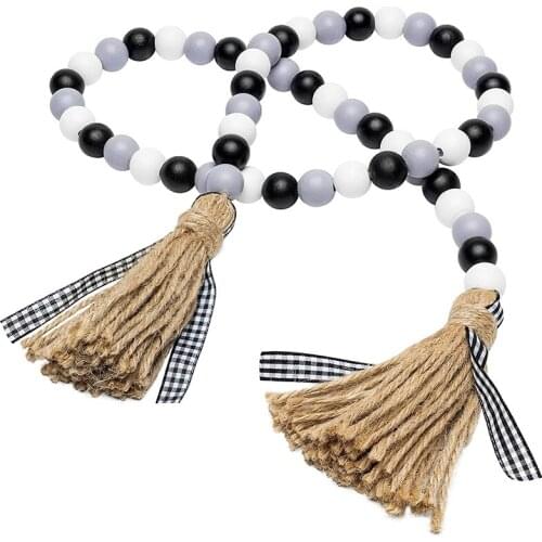 Black And White Checkered Wooden Checkered Tassel Christmas Layered Tray Decoration Home Decoration Room Decoration