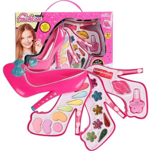 Childrens Cosmetics Make-up Box Toy Set Girl Jewelry Play House High-heeled Shoes Makeup Box Princess Makeup Kit Gift Set