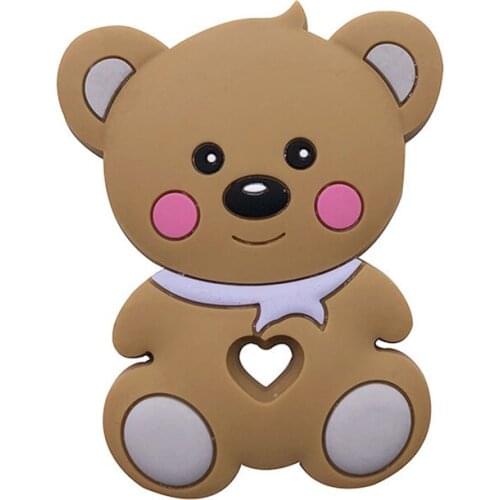Baby Silicone Teether Toy BPA Free Cartoon Rodent Teddy Bear Teething Toys Necklace Pendant Accessories Infant Chewing Teether