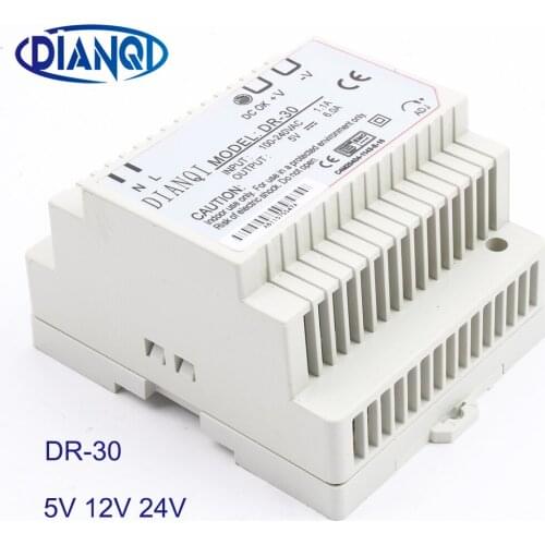 DIANQI 12V Din rail Single output Switching power supply 30w 5V suply 24v ac dc converter for LED Strip other dr-30 DR-30