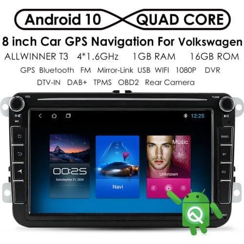 2 DIN 7" Android 10 Multimedia Car Navigation For Volkswagen Skoda/Golf/ Polo/Passat CC/Touran RDS DAB Built-in Map wifi