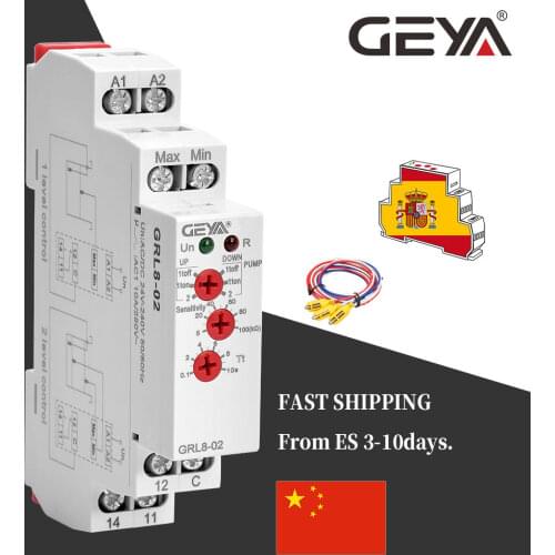 GEYA GRL8 Liquid Level Control Relay Electronic Liquid Level Controller 10A AC/DC24V-240V