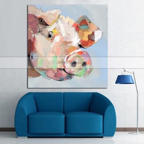 Best New Camvas Painting Abstract Pig Oil Paintings on Canvas 100%Handmade Colorful Canvas Art Modern Art for Home Wall Decor