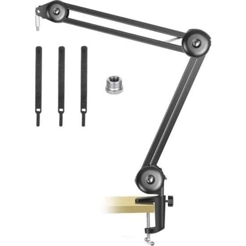 Microphone Arm Stand Adjustable Suspension Boom Scissor Arm Stand Upgraded Heavy Duty Microphone Stand with Mic Clip Bracket