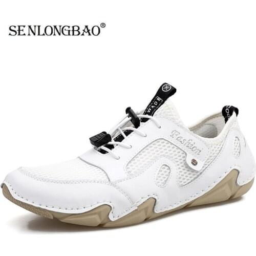 New Mens Casual Handmade Shoes Fashion Comfortable Driving shoes Breathable Mesh Sneakers Outdoor Soft Flat Shoes Size 38-46