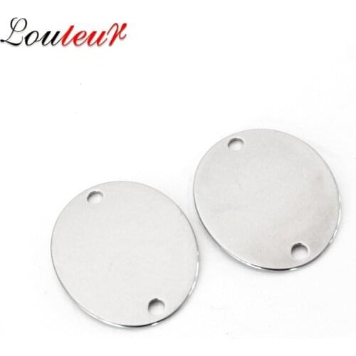 LOULEUR 10pcs/lot 25*30mm Stainless Steel Round Charms Pendants Connector For Bracelets Blank Stamping Diy Jewelry Making