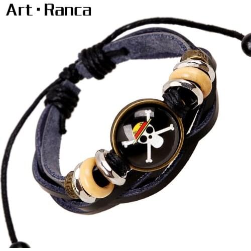 Fashion Punk Caribbean Pirate Cortex Bracelet Mens and Womens Genuine Leather Bracelets