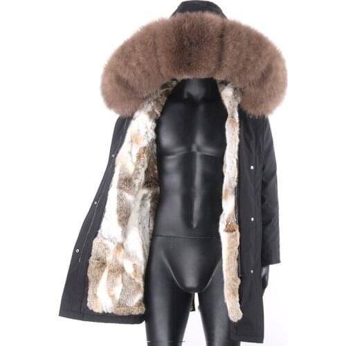 2021 Winter Jacket Men 7XL Fur Coat Waterproof Parka Real Fox Fur Collar 100% Real Rabbit Fur Liner Hood Warm Outerwear