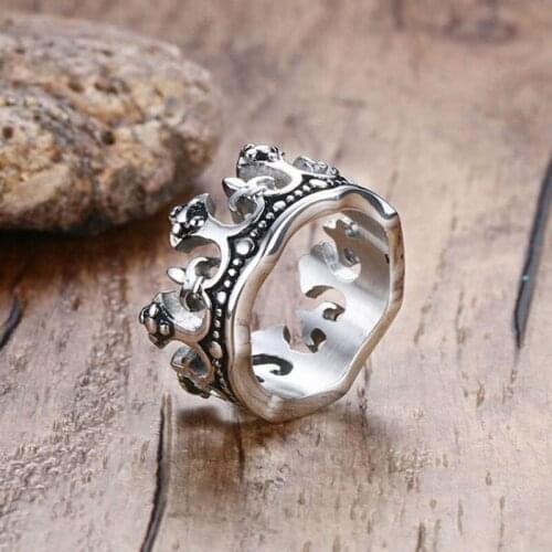 Noter Vintage Crown Rings Men Hiphop Rock Punk Ring Male Accessories Camping Jewelry Unique Ring Gift For Him 7 8 9 10 Size