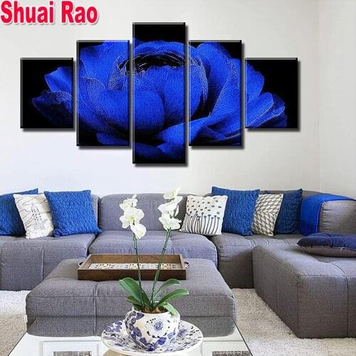 Diamond embroidery 5 piece set diy Diamond painting Red white peony Flower full drill square round Diamond mosaic kit