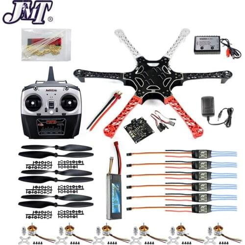 JMT DIY Drone Kit Hex Rotor Hexa Copter RTF W/ F550 Flame Wheel Kit + KK 2.3 Controller + ESC Motor Weld&debug Battery TX RX
