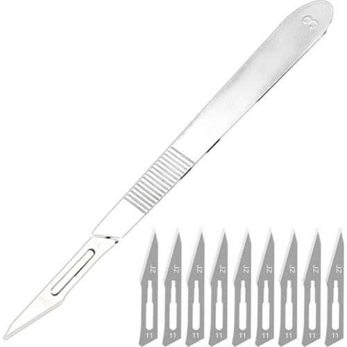 Stainless Steel 1 Scalpel Handle 10 Scalpel Blades Utility Blade 23 # 11