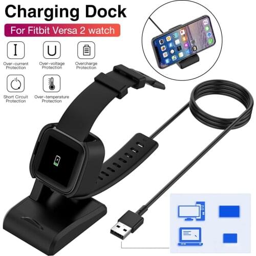 New Usb Desktop Dock Station Vertical Charger For Fitbit Versa 2 Smart Watch Base Holder USB Charging Cable Stand Versa2 Charger