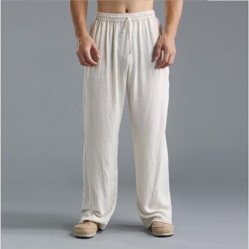 2021 Summer And Autumn New Mens Casual Pants Thin Section Cotton Loose Linen Trousers Sweatpants Singer Costumes Clothing