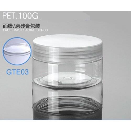 Wholesale 300pcs/lot Capacity 100g 100ml Empty PET Clear Cream Jar with Clear Lids For Cosmetic Packaging