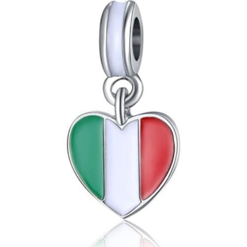 Fit charms plata de ley original bracelet valentines day gift Italian flag sieraden kolczyki bijoux Beads Jewelry DGB423
