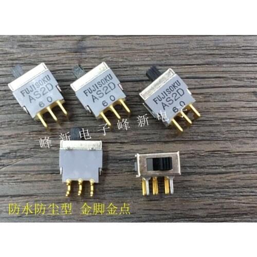 Original new 100% AS2D 2gear 6pin toggle switch 90 degree bend mini sliding switch power