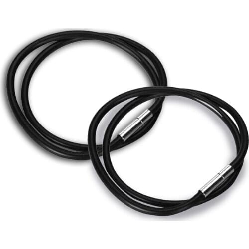 Rubber Rope Necklace with 3mm Black Stainless Steel Clasp 18-inch