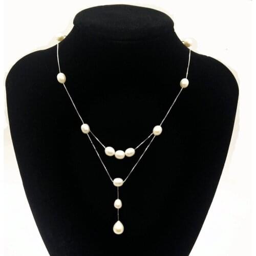 Genuine high quality S925 Sterling silver natural pearl tassel necklace Fashion pearl jewelry for women