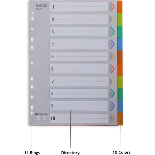 10 Colors A4 Paper Oganizer File Folder Index Card 2, 3 Ring Binder Folder Index Card