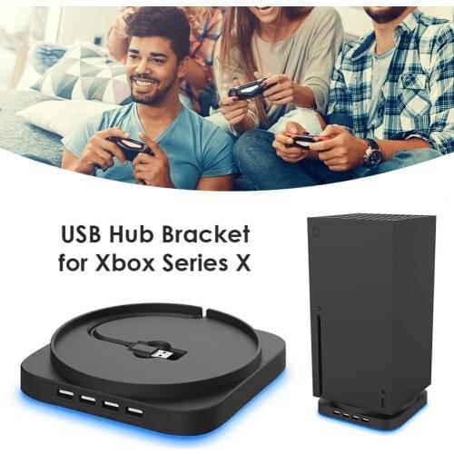 Portable Plastic Game Console Bracket with 4 USB Ports 2.0 HUB Home Controller Holder for Xbox Series X