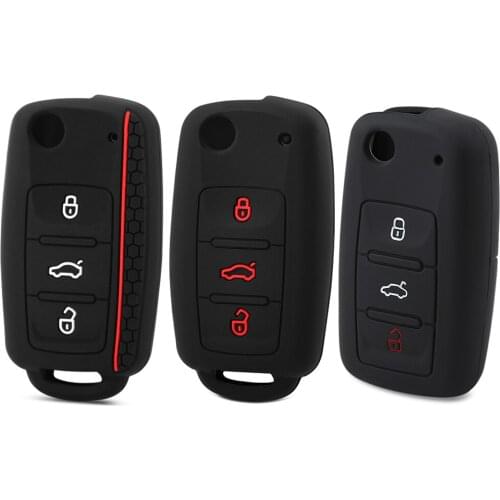Silicone Car Key Case Remote Fob Cover For VW Polo Bora Beetle Tiguan Passat Golf For Skoda Fabia Octavia For Seat Leon Toledo