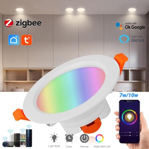 7W/10W Tuya Zigbee Smart Downlight Indoor Lighting Dimmable RGBCW Led Ceiling Lights Spot Plafond Light Bulb Led Lamp Track Lamp