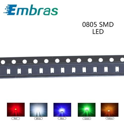 100pcs 0805 SMD LED Electron Component Blue Yellow White Green Red Orange Purple RGB High Light Emitting Diode DIY Kit