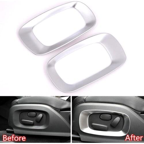 YAQUICKA 2Pcs/set Car Seat Side Adjust Button Switch Panel Frame Trim Styling Cover For Land Rover Range Rover Evoque 2012-2015